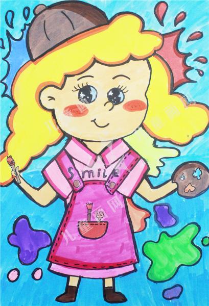 画画的小女孩