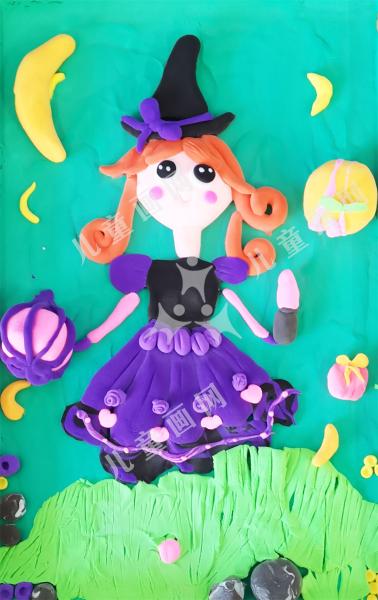 粘土画——快乐女孩