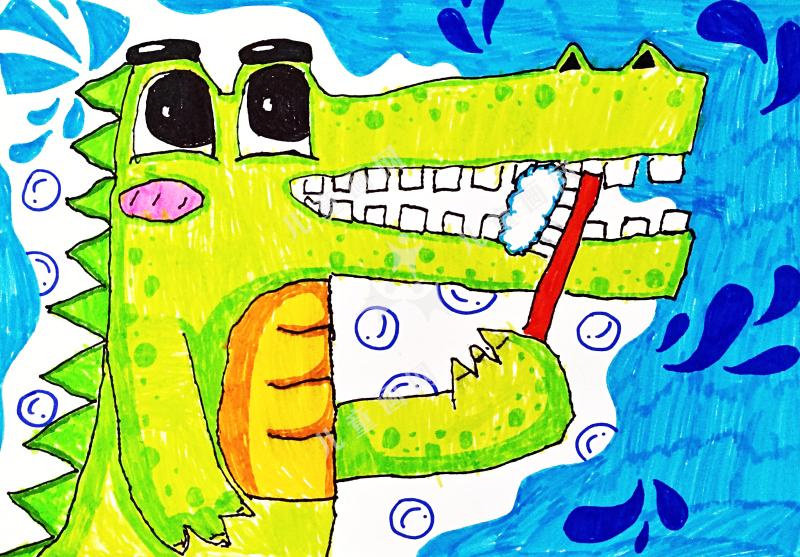 爱刷牙的小鳄鱼