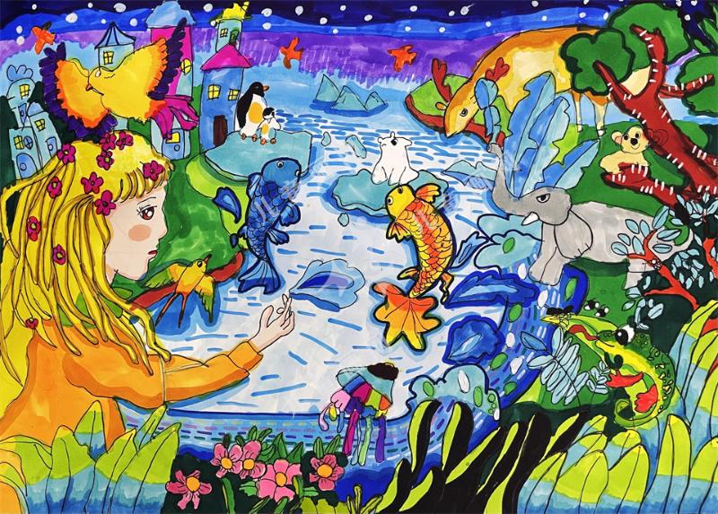 绿色自然、蓝色未来